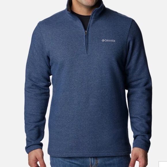 Columbia Men's Sz L Great‎ Hart Mountain III Half Zip Pullover Blue - Picture 9 of 11